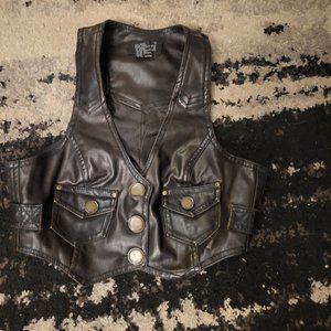 VINTAGE TAXI LEATHER VEST y2k